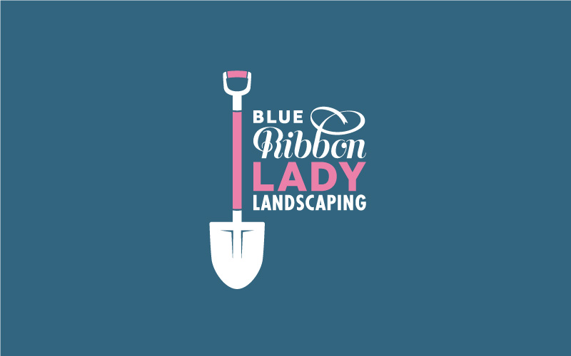 Blue Ribbon Lady Landscaping Logo Design